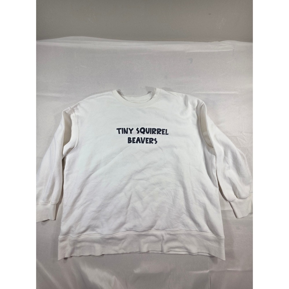 Terra & Sky White Tiny Squirrel Beavers Graphic Crewneck Sweatshirt Womens 2X